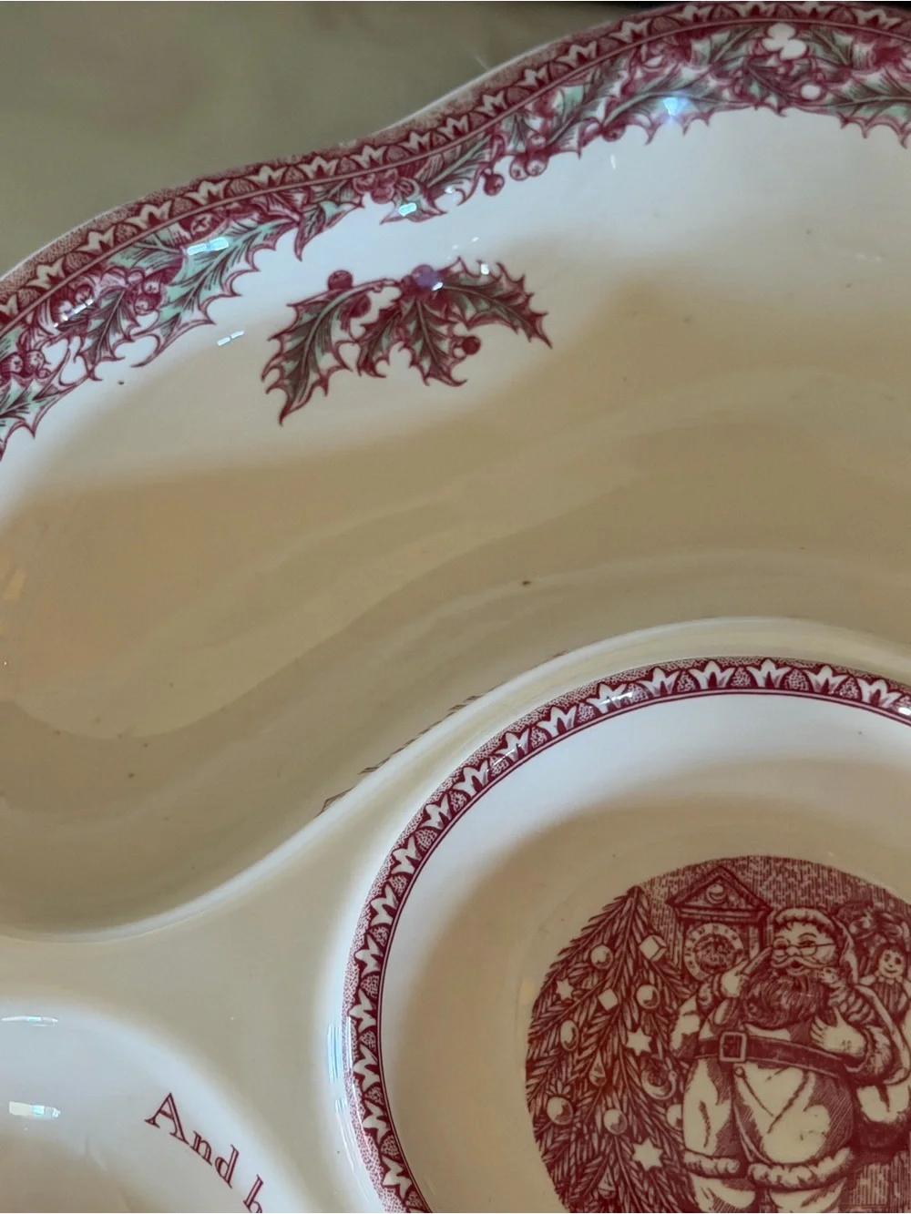 Johnson Brothers Twas the Night Christmas Divided Serving Platter Dip Bowl